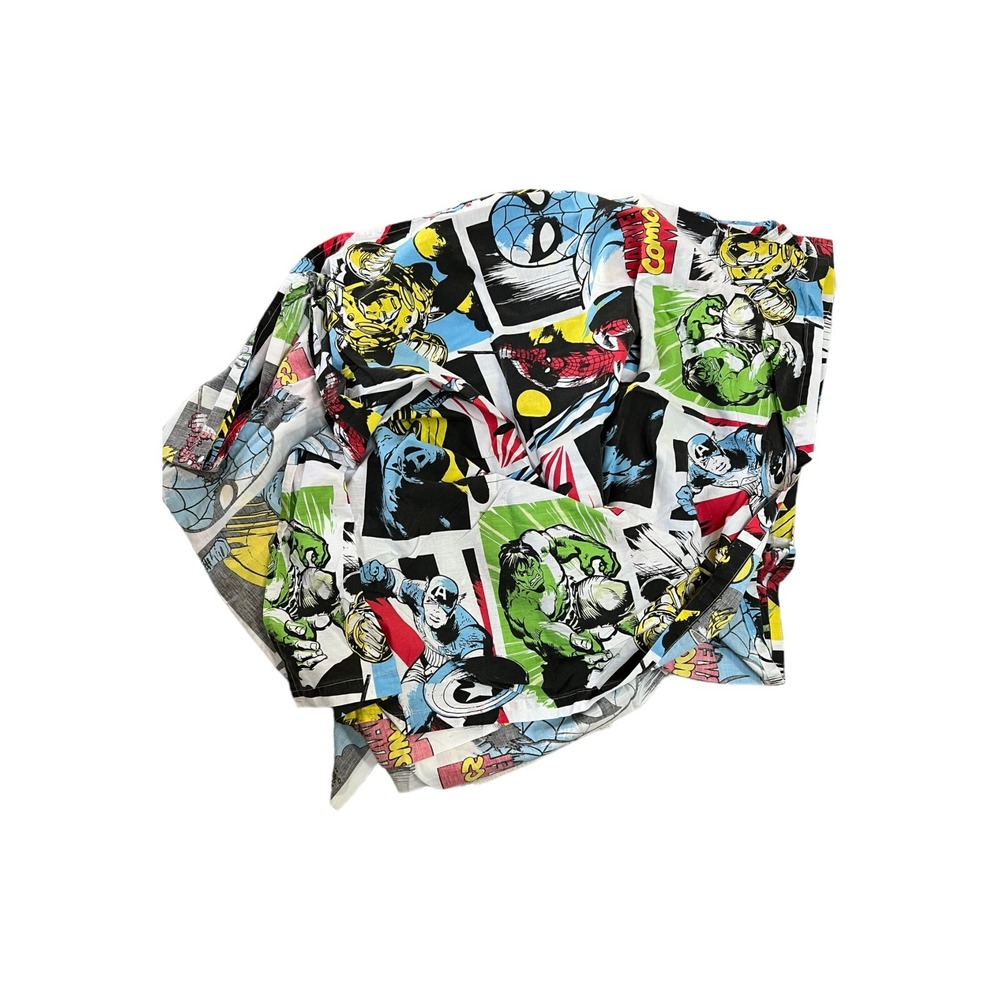 Marvel Flat Sheet Kids Twin Multicolor Good Vintage Avengers Comic Print